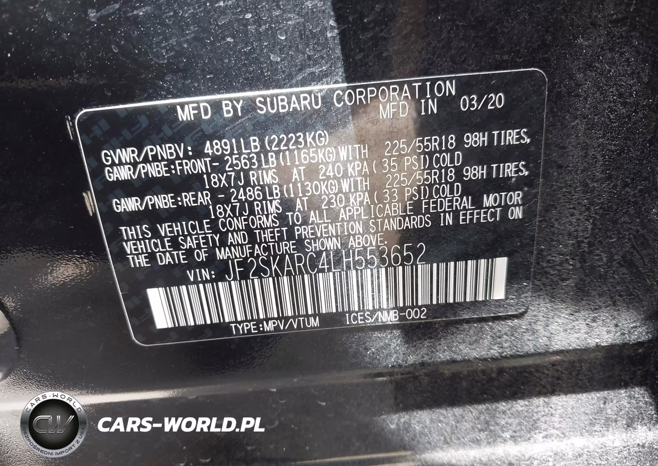 2020 Subaru Forester Sport VIN:JF2SKARC4LH553652 - 9
