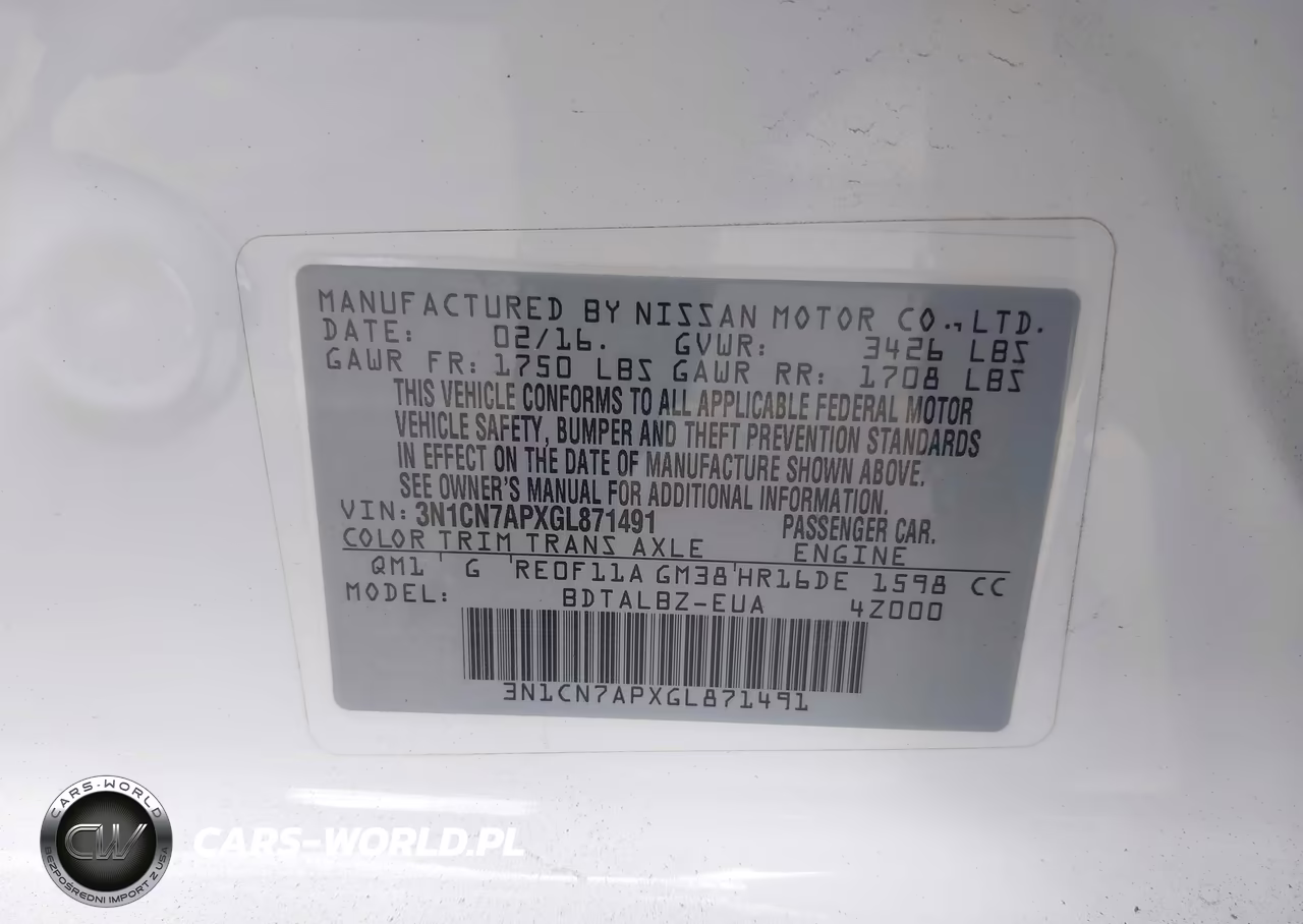 2016 Nissan Versa 1.6 Sv VIN:3N1CN7APXGL871491 - 9