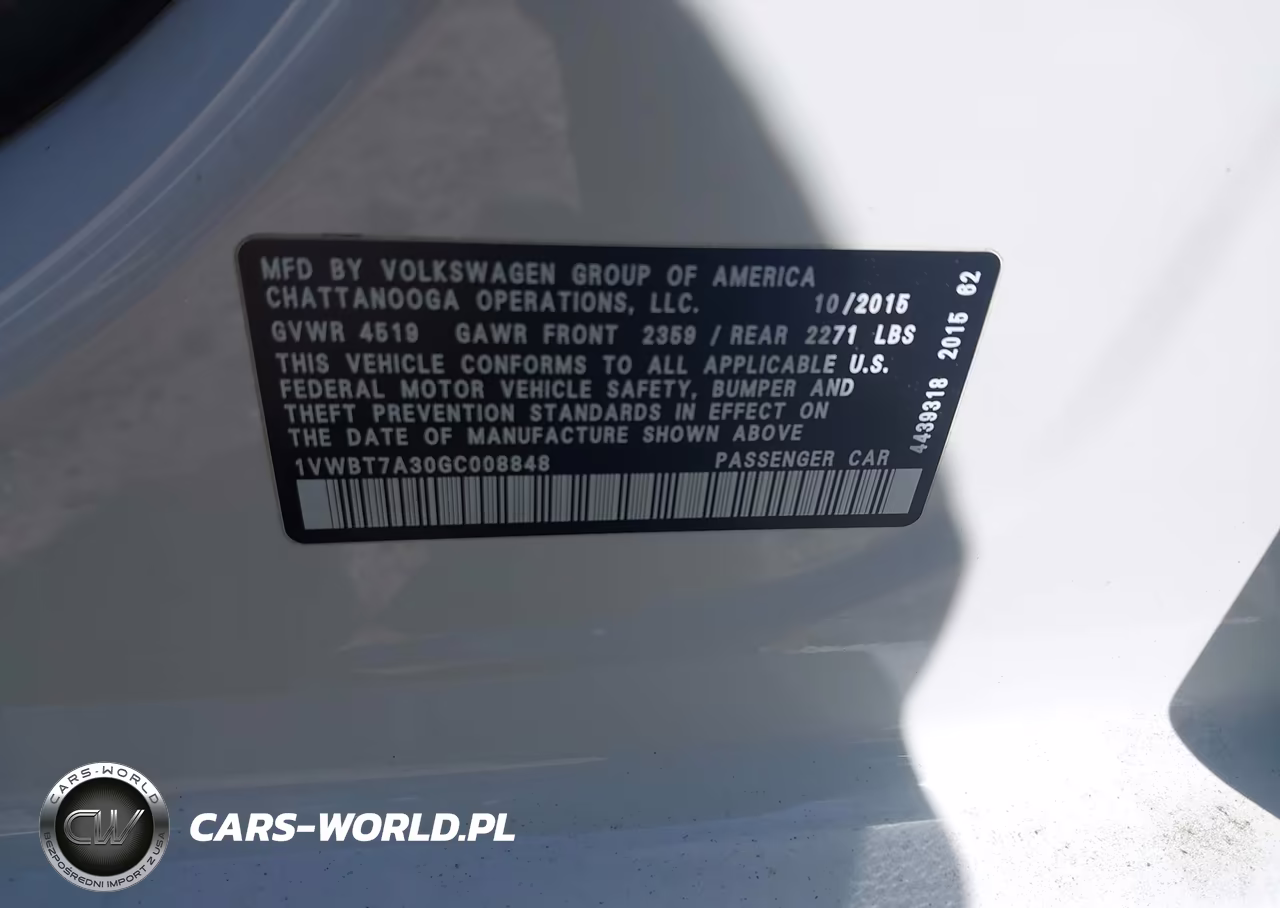 2016 Volkswagen Passat 1.8T Se VIN:1VWBT7A30GC008848 - 9