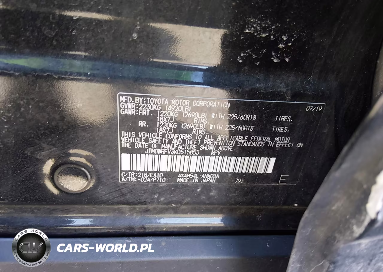 2019 Toyota Rav4 Hybrid Limited VIN:JTMDWRFV3KD515853 - 9