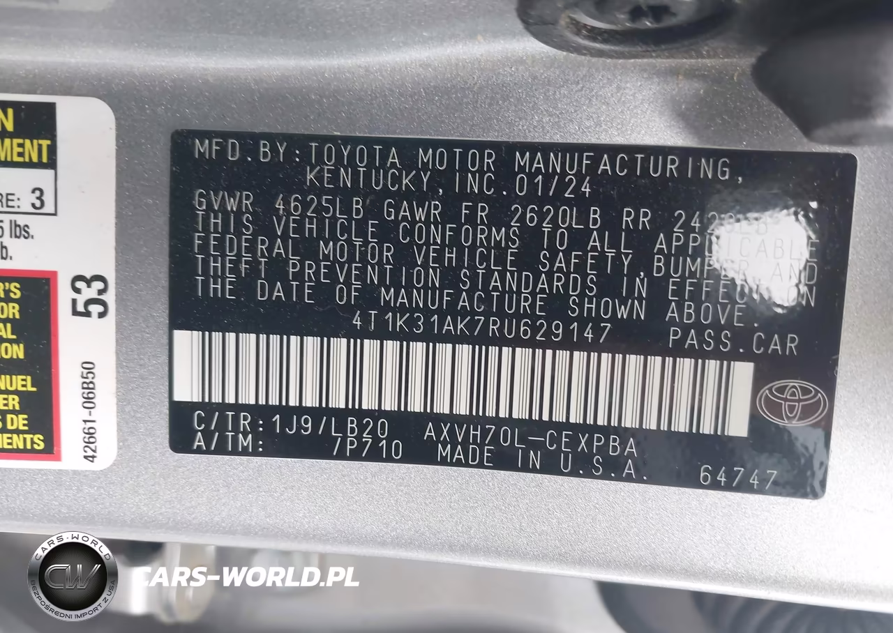 2024 Toyota Camry Hybrid Xse VIN:4T1K31AK7RU629147 - 9