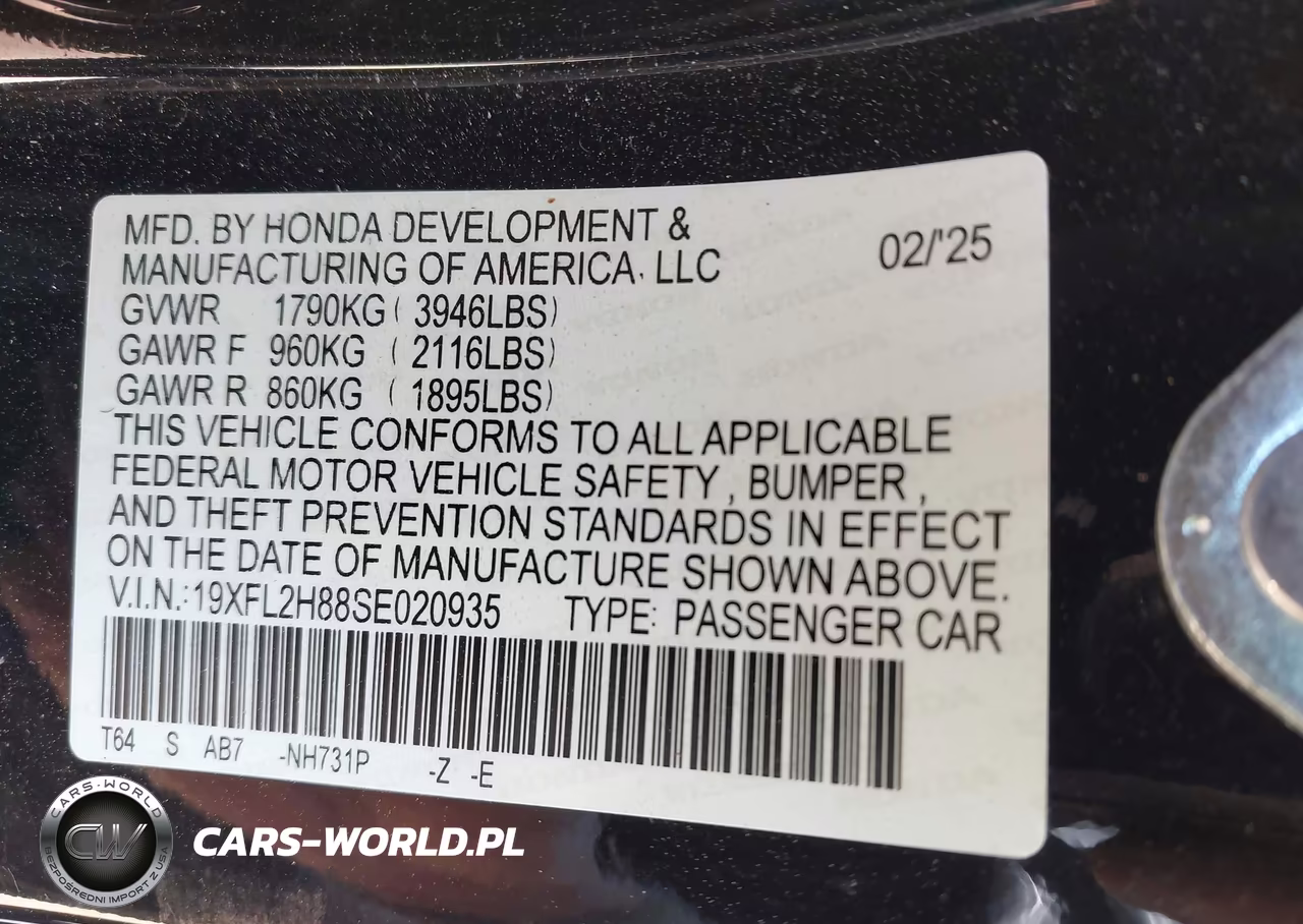 2025 Honda Civic Sedan Sport VIN:19XFL2H88SE020935 - 9