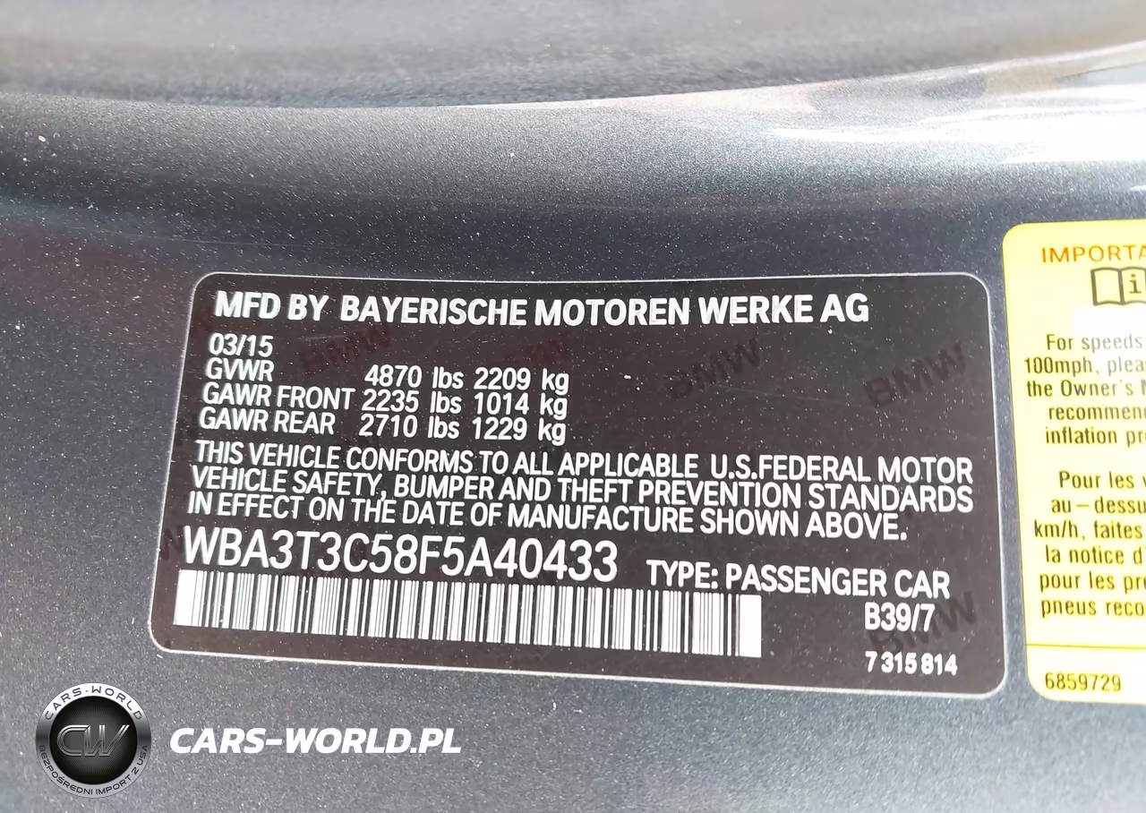 2015 BMW 435I VIN:WBA3T3C58F5A40433 - 9