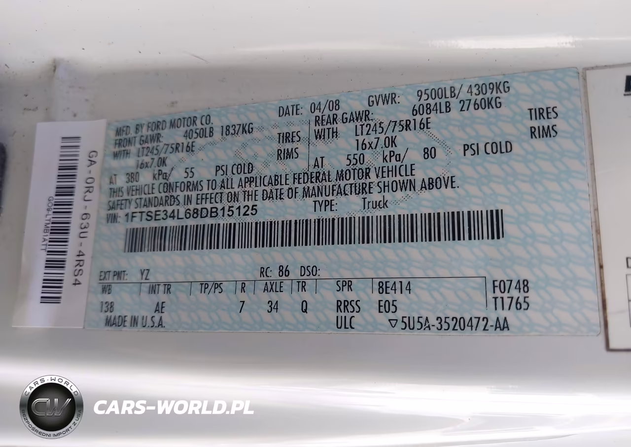 2008 Ford E-350 Super Duty Commercial-Recreational VIN:1FTSE34L68DB15125 - 9