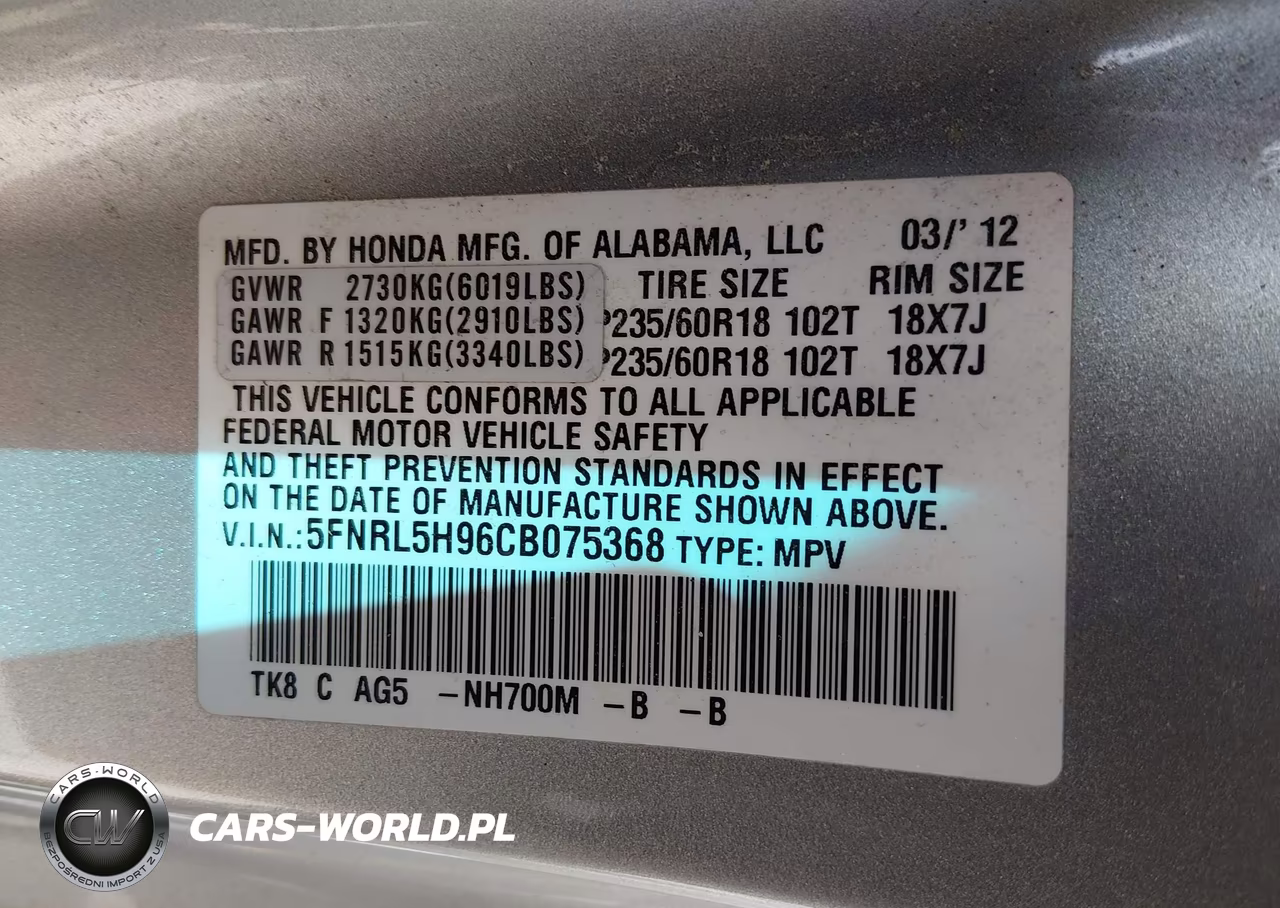 2012 Honda Odyssey Touring-Touring Elite VIN:5FNRL5H96CB075368 - 9