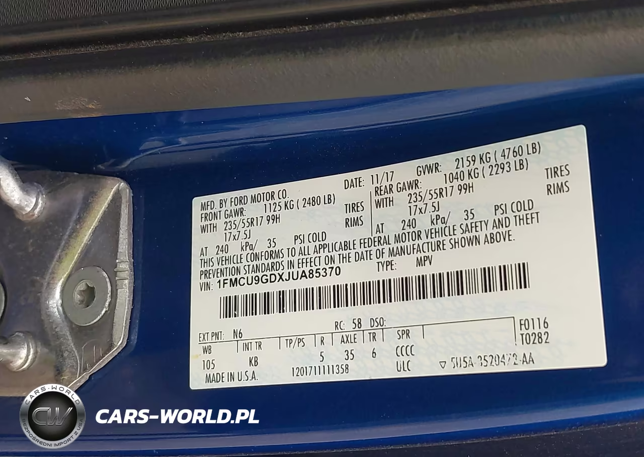 2018 Ford Escape Se VIN:1FMCU9GDXJUA85370 - 9