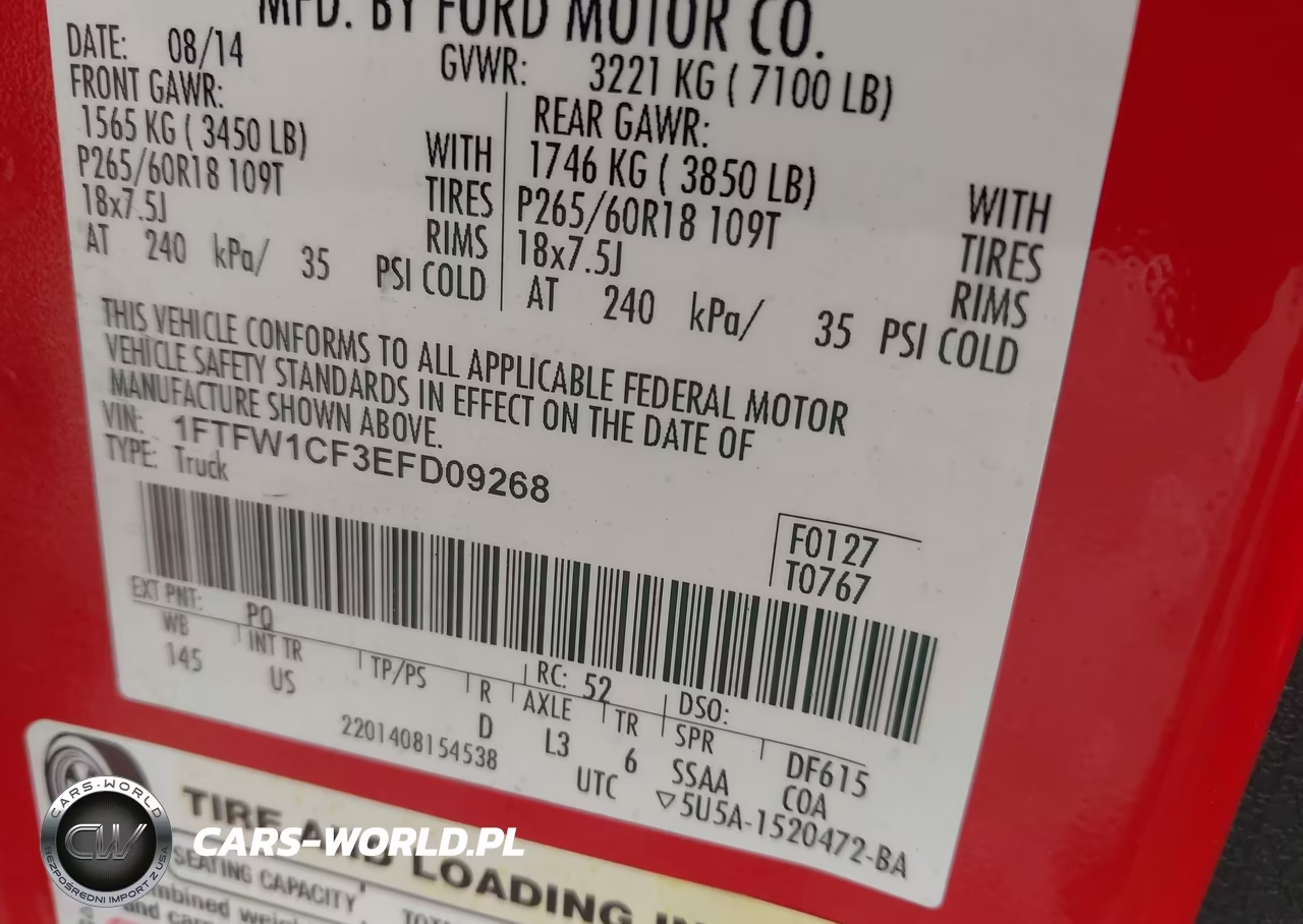 2014 Ford F150 Supercrew VIN:1FTFW1CF3EFD09268 - 9