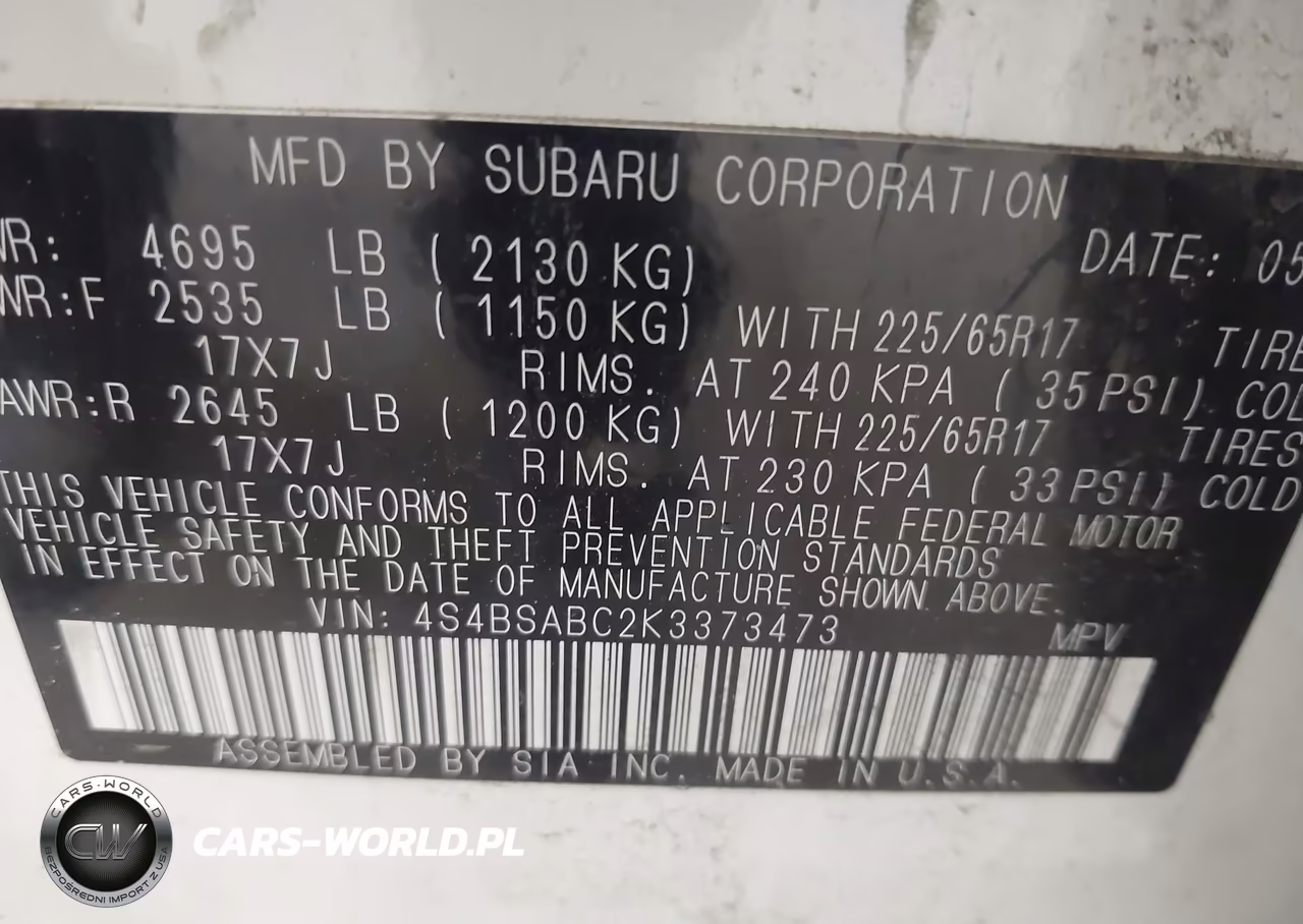 2019 Subaru Outback 2.5I VIN:4S4BSABC2K3373473 - 9