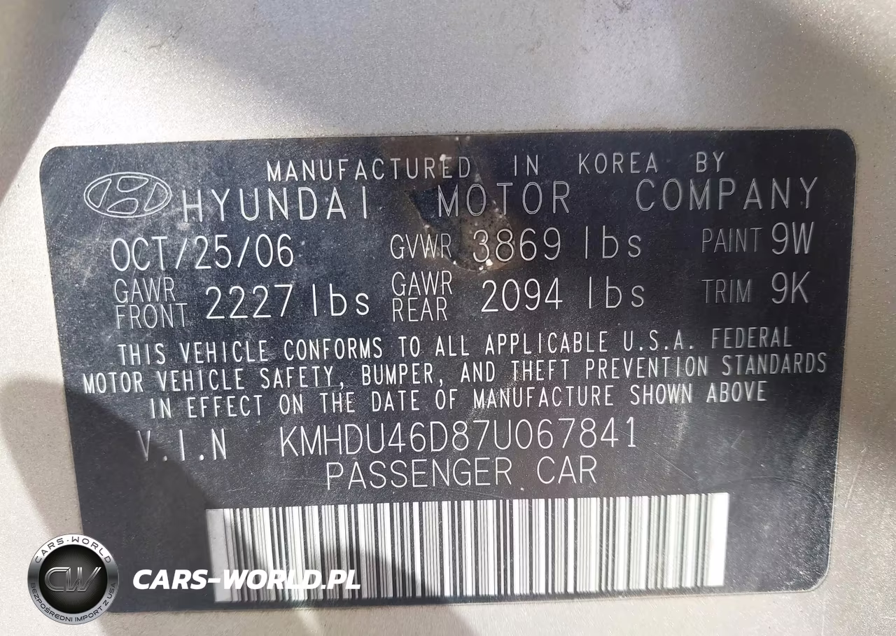 2007 Hyundai Elantra Gls-Limited-Se VIN:KMHDU46D87U067841 - 9