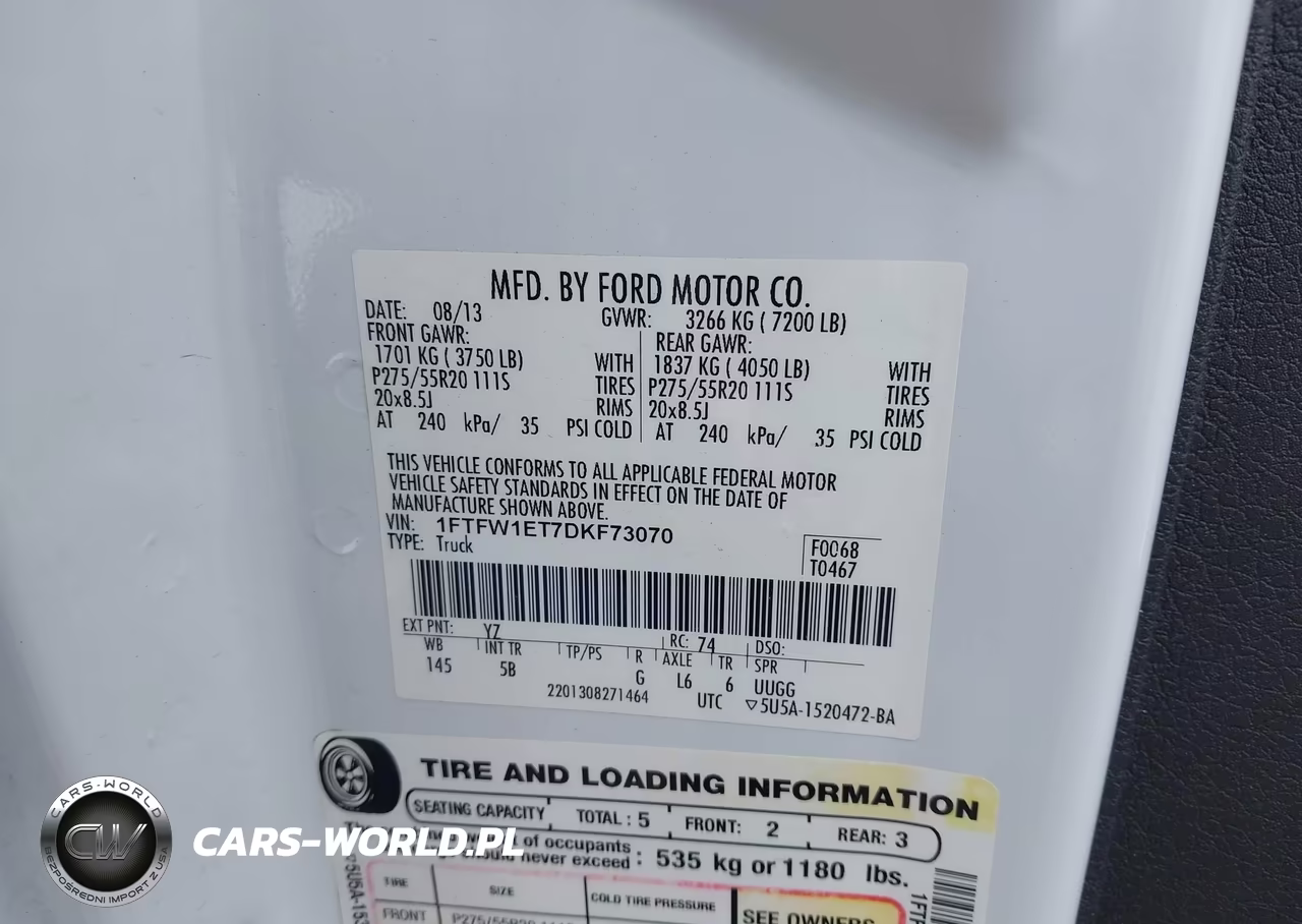 2013 Ford F-150 Fx4 VIN:1FTFW1ET7DKF73070 - 9
