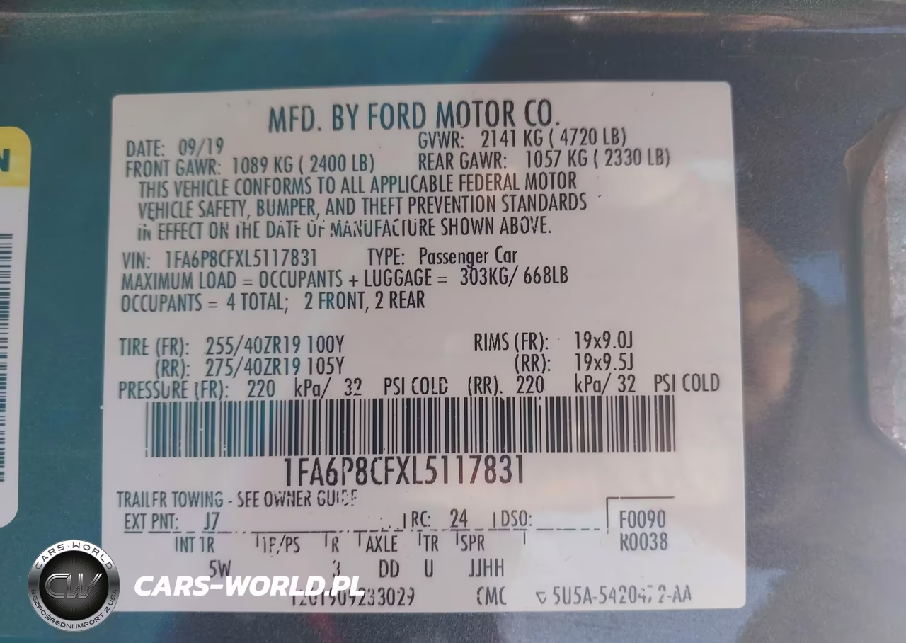 2020 Ford Mustang Gt Premium Fastback VIN:1FA6P8CFXL5117831 - 9
