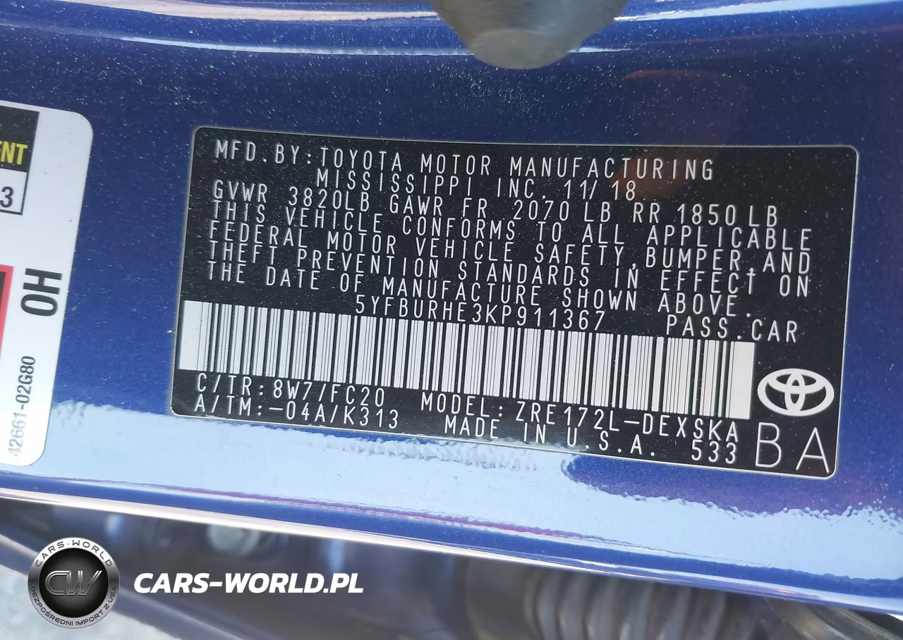 2019 Toyota Corolla Se VIN:5YFBURHE3KP911367 - 9