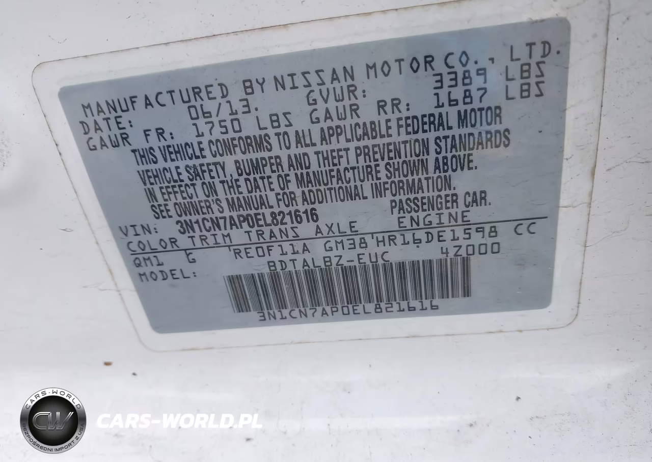 2014 Nissan Versa 1.6 Sv VIN:3N1CN7AP0EL821616 - 9