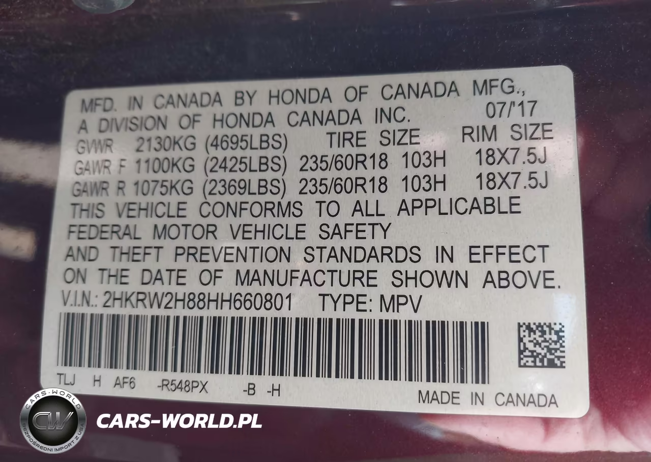 2017 Honda Cr-V Ex-L-Ex-L Navi VIN:2HKRW2H88HH660801 - 9