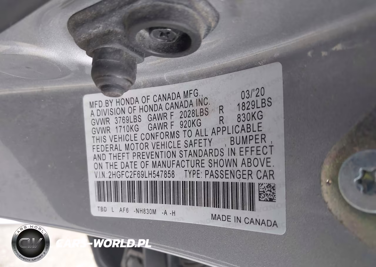 2020 Honda Civic Lx VIN:2HGFC2F69LH547858 - 9