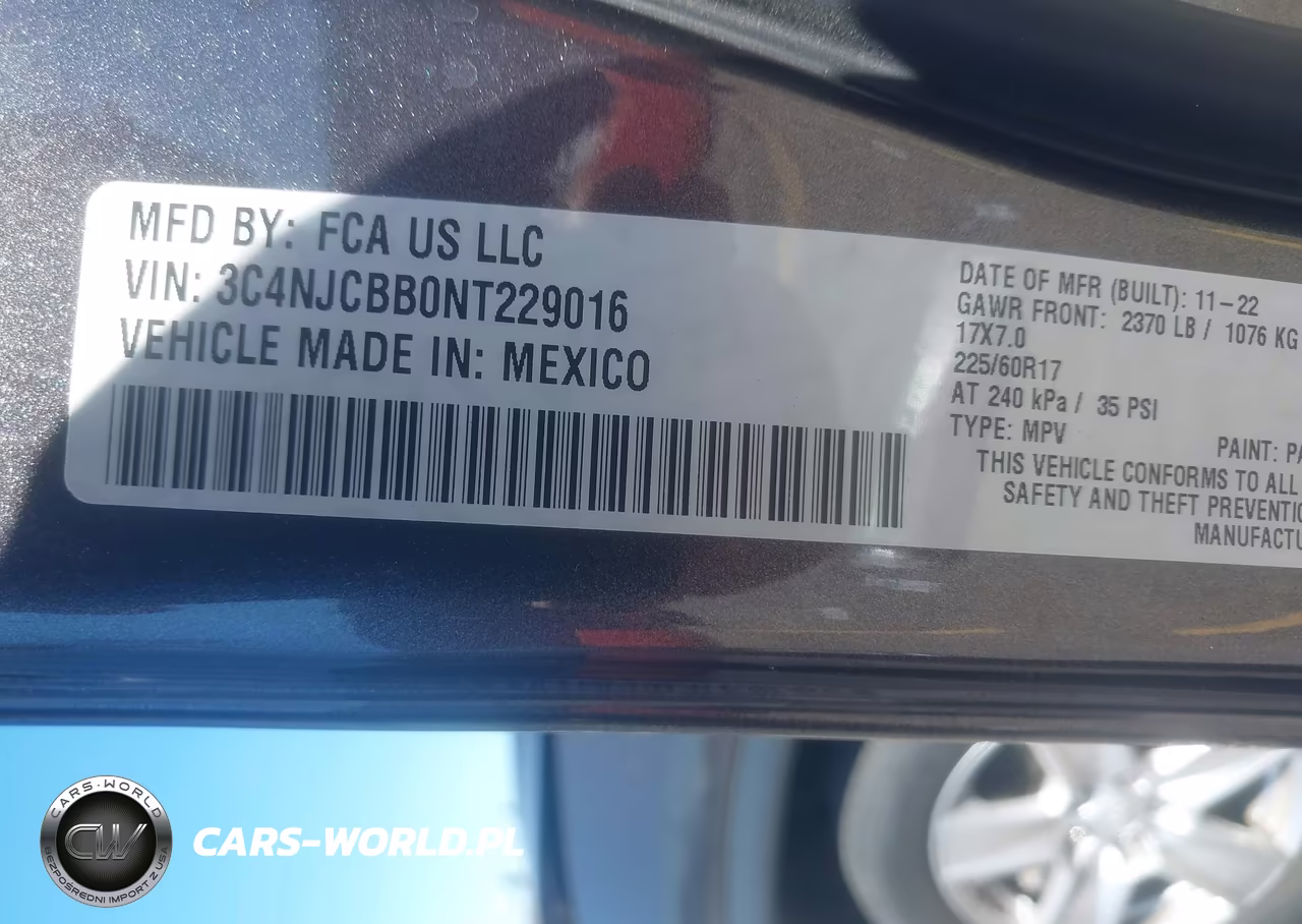 2022 Jeep Compass Latitude Fwd VIN:3C4NJCBB0NT229016 - 9