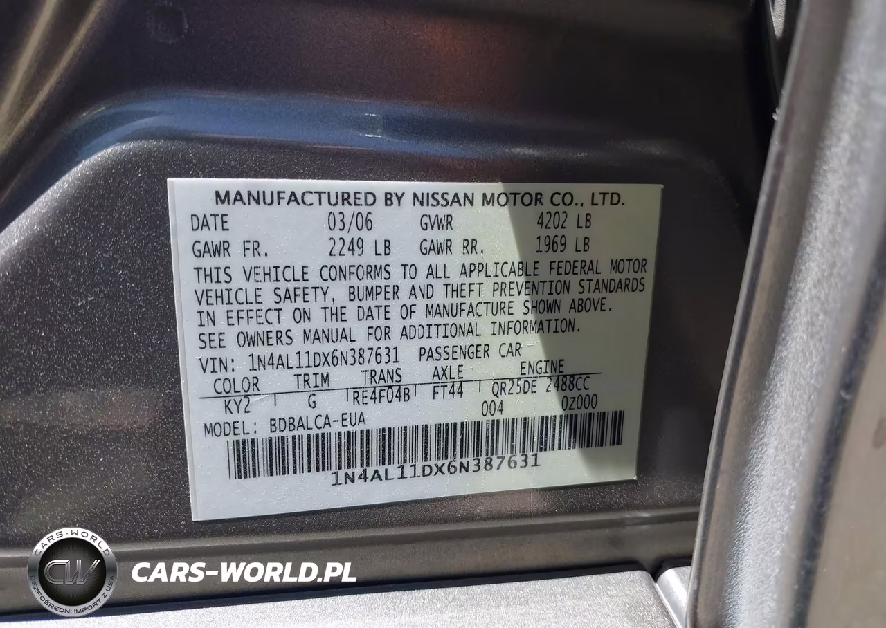 2006 Nissan Altima 2.5 S VIN:1N4AL11DX6N387631 - 9