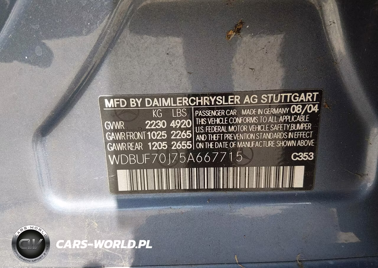 2005 Mercedes-Benz E 500 VIN:WDBUF70J75A667715 - 9