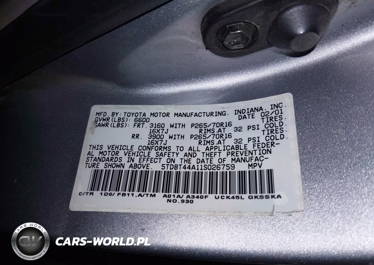 2001 Toyota Sequoia Sr5 V8 VIN:5TDBT44A11S026759 - 9
