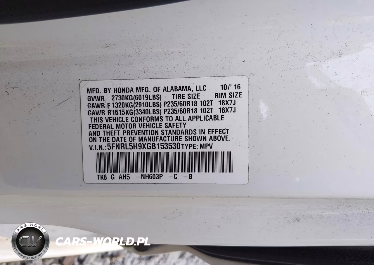 2016 Honda Odyssey Touring-Touring Elite VIN:5FNRL5H9XGB153530 - 9
