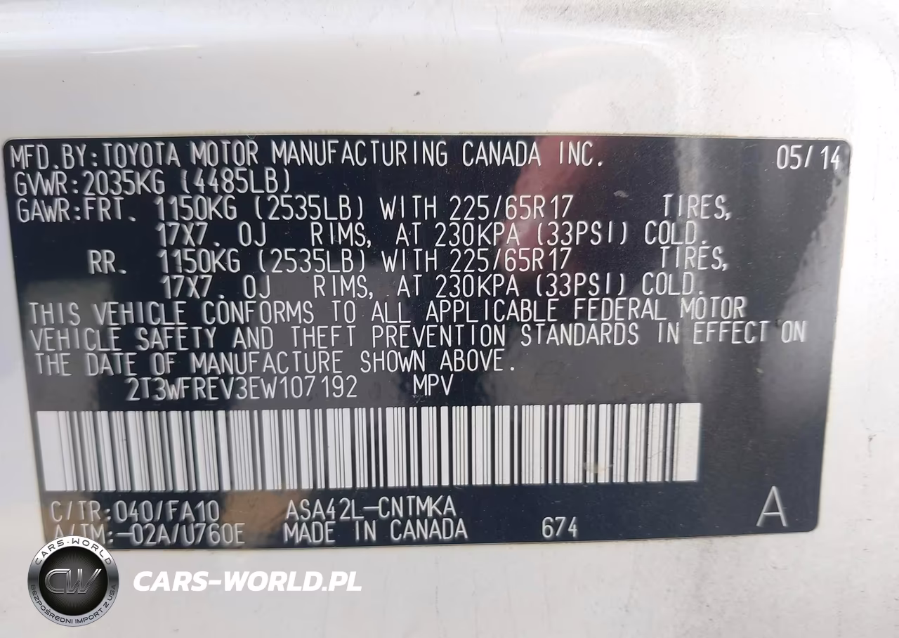 2014 Toyota Rav4 Xle VIN:2T3WFREV3EW107192 - 9