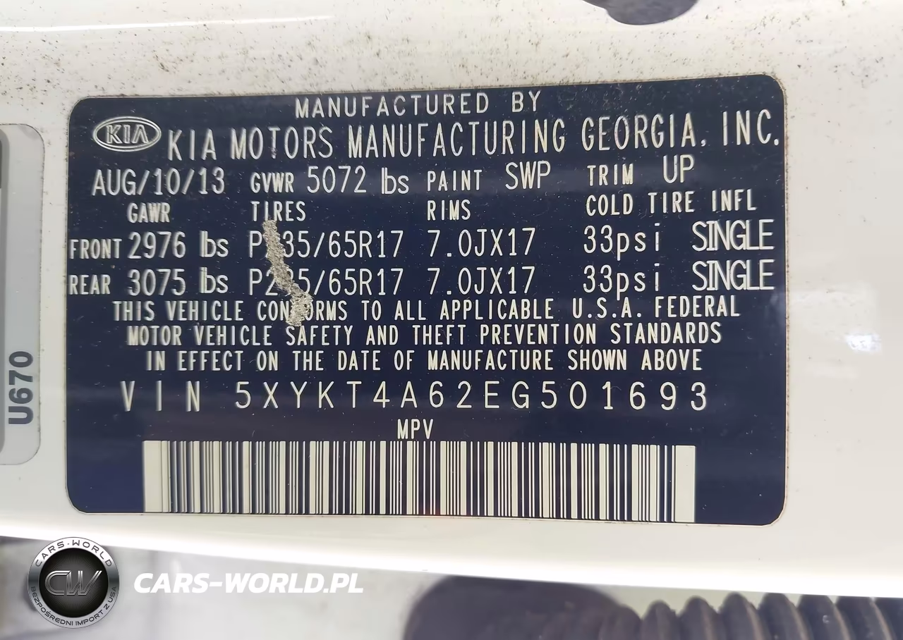 2014 Kia Sorento Lx VIN:5XYKT4A62EG501693 - 9