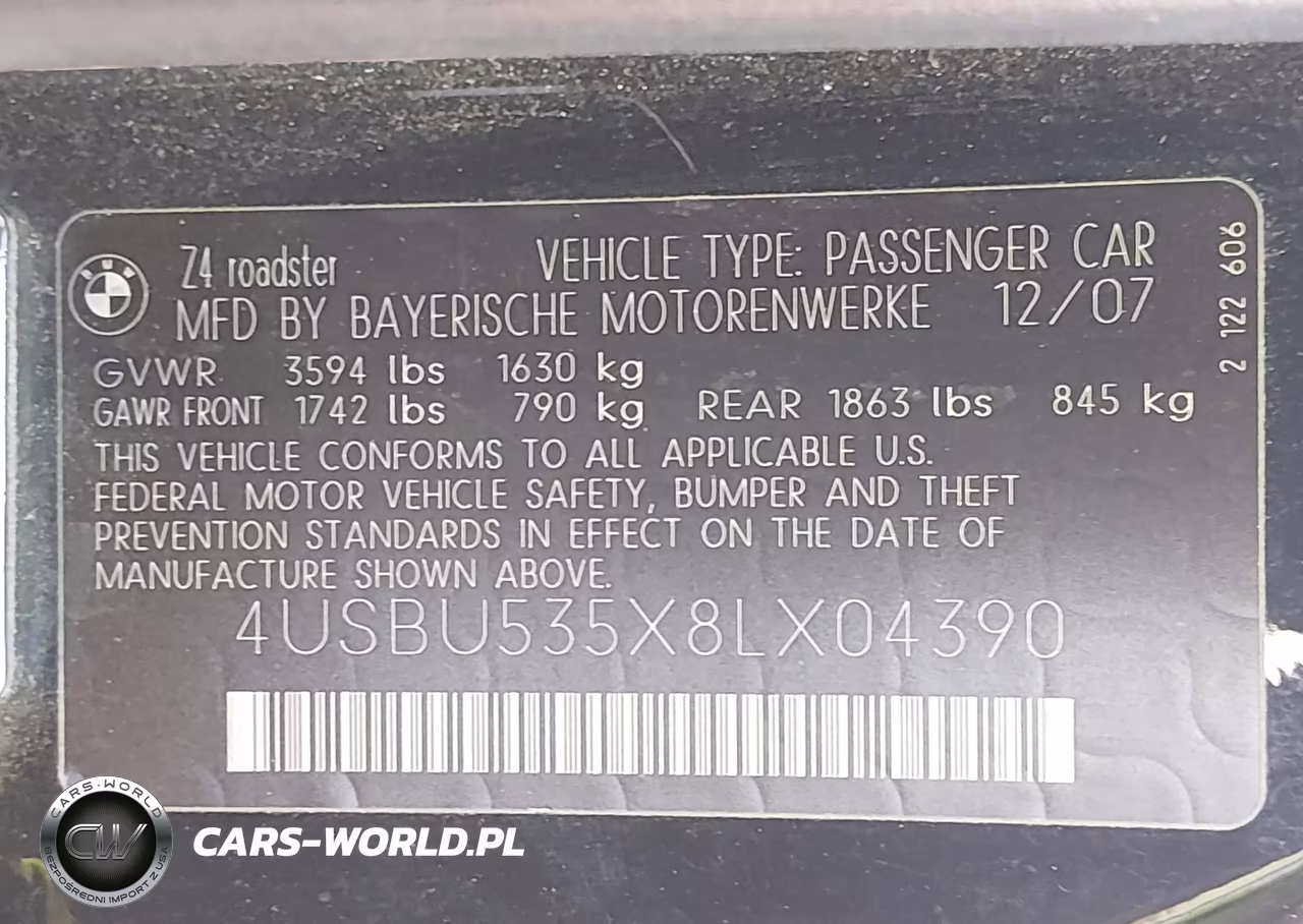 2008 BMW Z4 3.0Si VIN:4USBU535X8LX04390 - 9