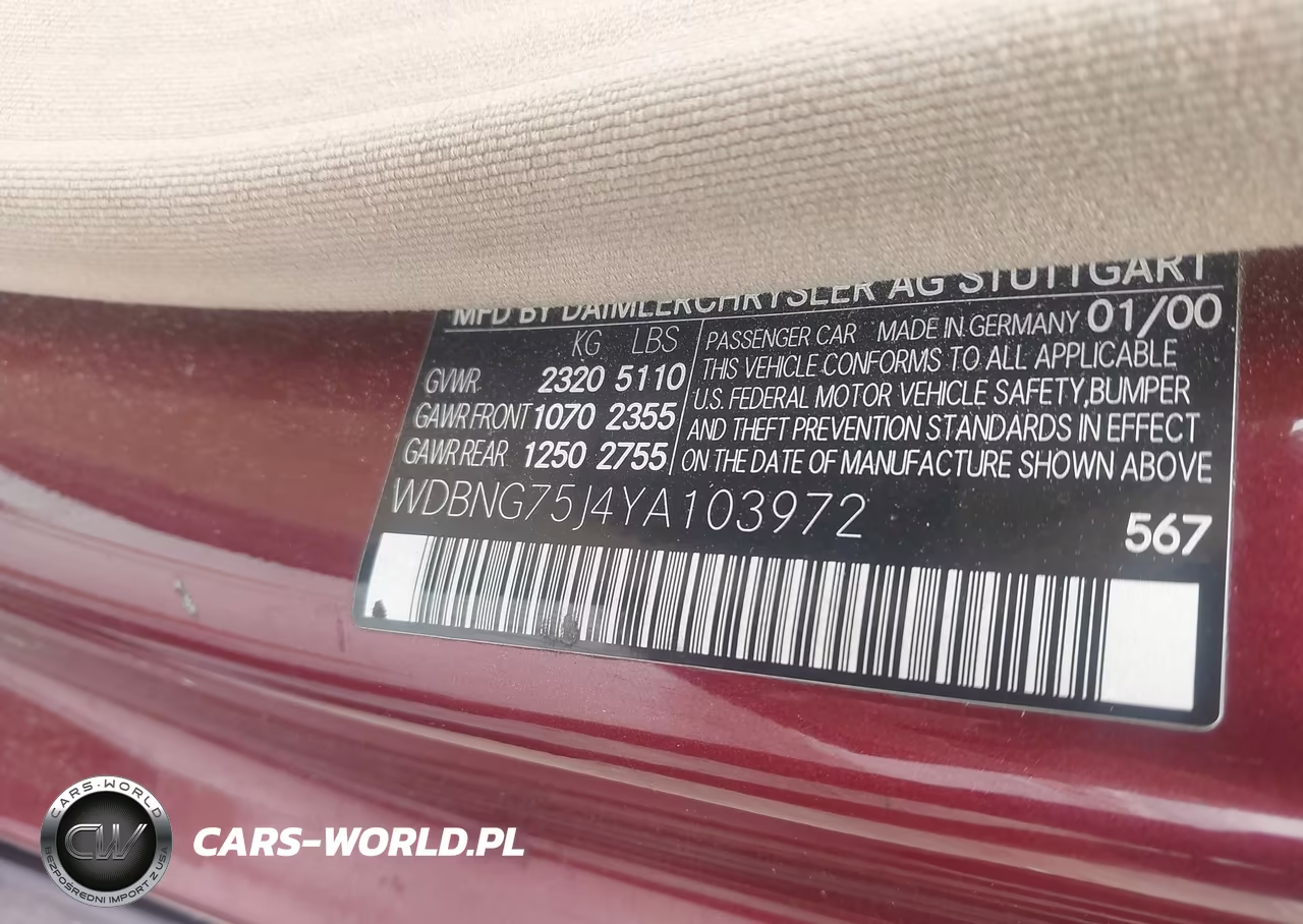 2000 Mercedes-Benz S 500 VIN:WDBNG75J4YA103972 - 9