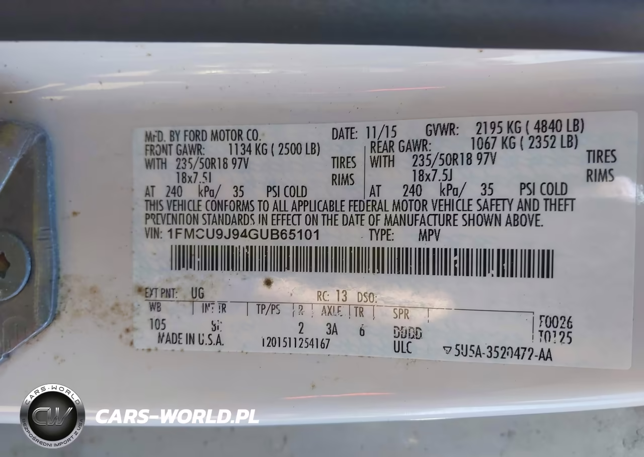 2016 Ford Escape Titanium VIN:1FMCU9J94GUB65101 - 9