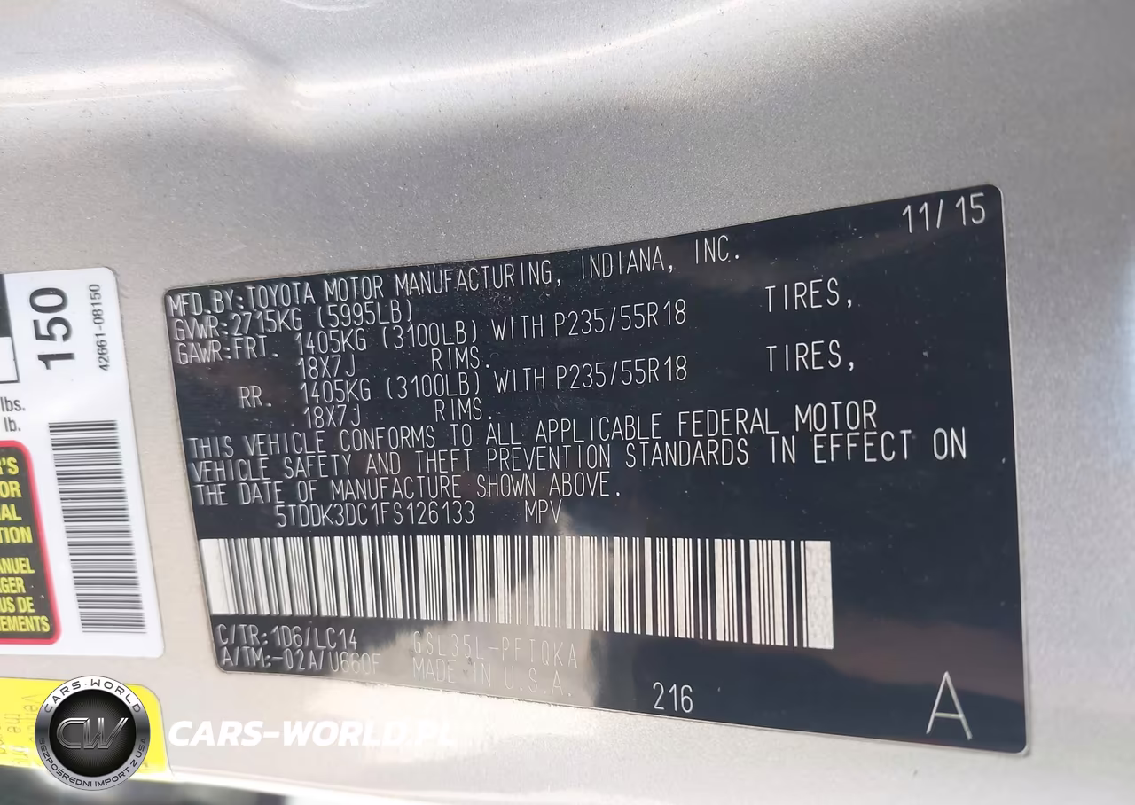 2015 Toyota Sienna Xle 7 Passenger VIN:5TDDK3DC1FS126133 - 9