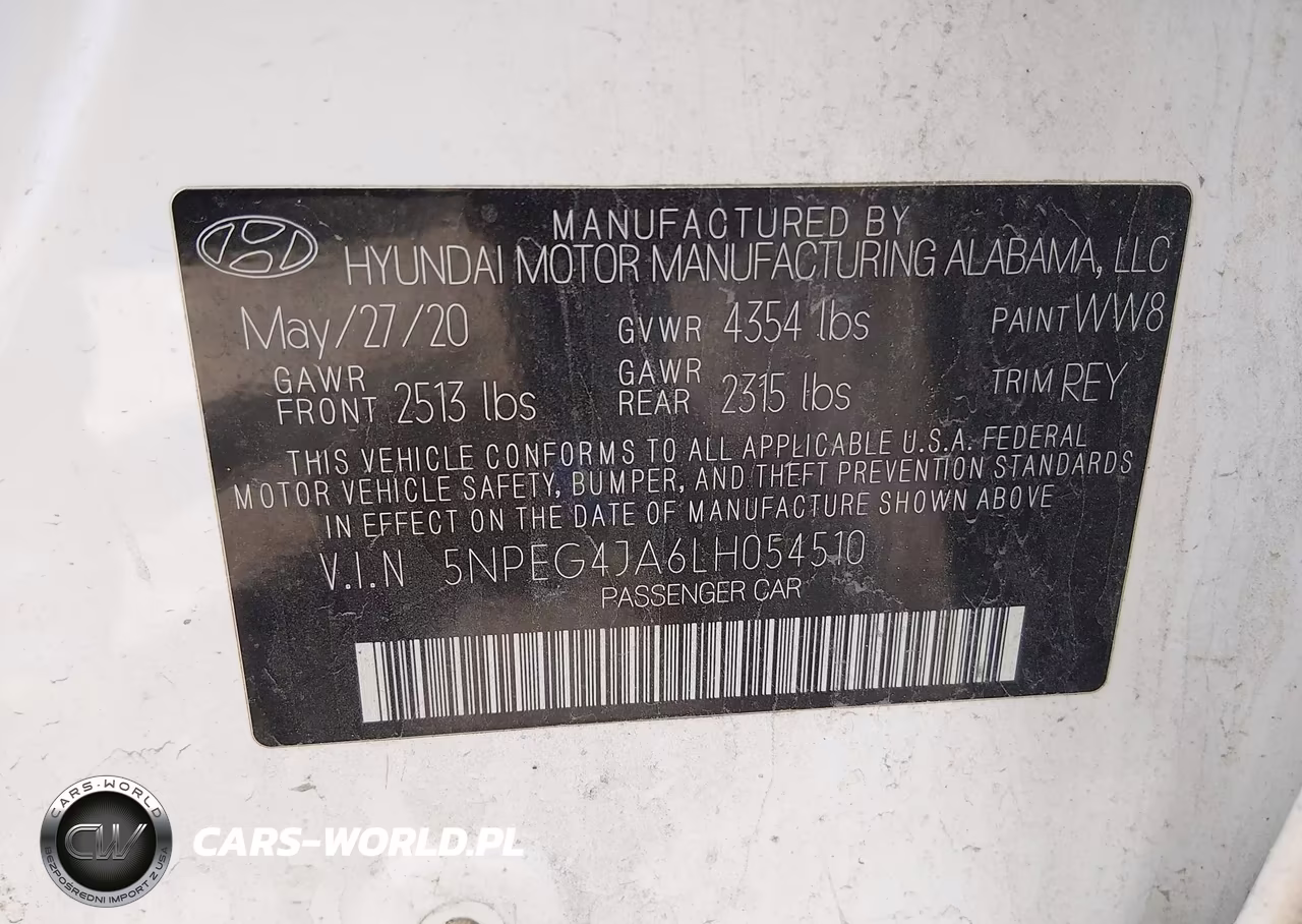 2020 Hyundai Sonata Se VIN:5NPEG4JA6LH054510 - 9
