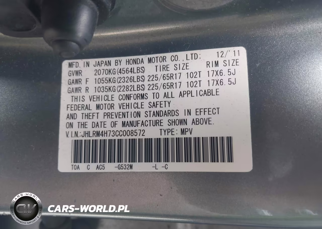 2012 Honda Cr-V Ex-L VIN:JHLRM4H73CC008572 - 9