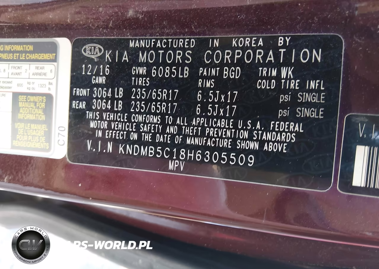 2017 Kia Sedona Lx VIN:KNDMB5C18H6305509 - 9