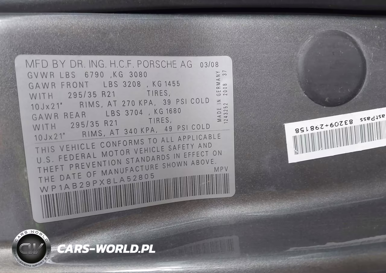 2008 Porsche Cayenne S VIN:WP1AB29PX8LA52805 - 9