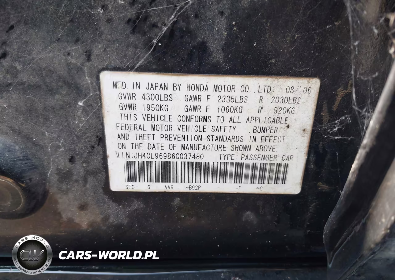 2006 Acura Tsx VIN:JH4CL96986C037480 - 9