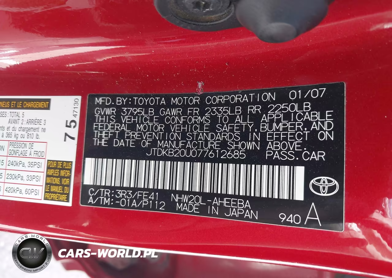 2007 Toyota Prius VIN:JTDKB20U077612685 - 9