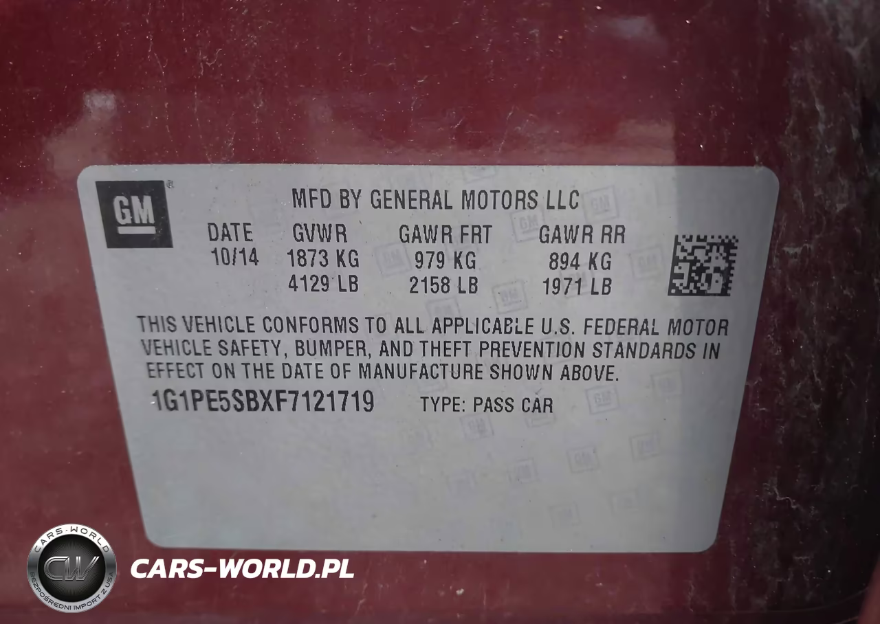 2015 Chevrolet Cruze 2Lt Auto VIN:1G1PE5SBXF7121719 - 9