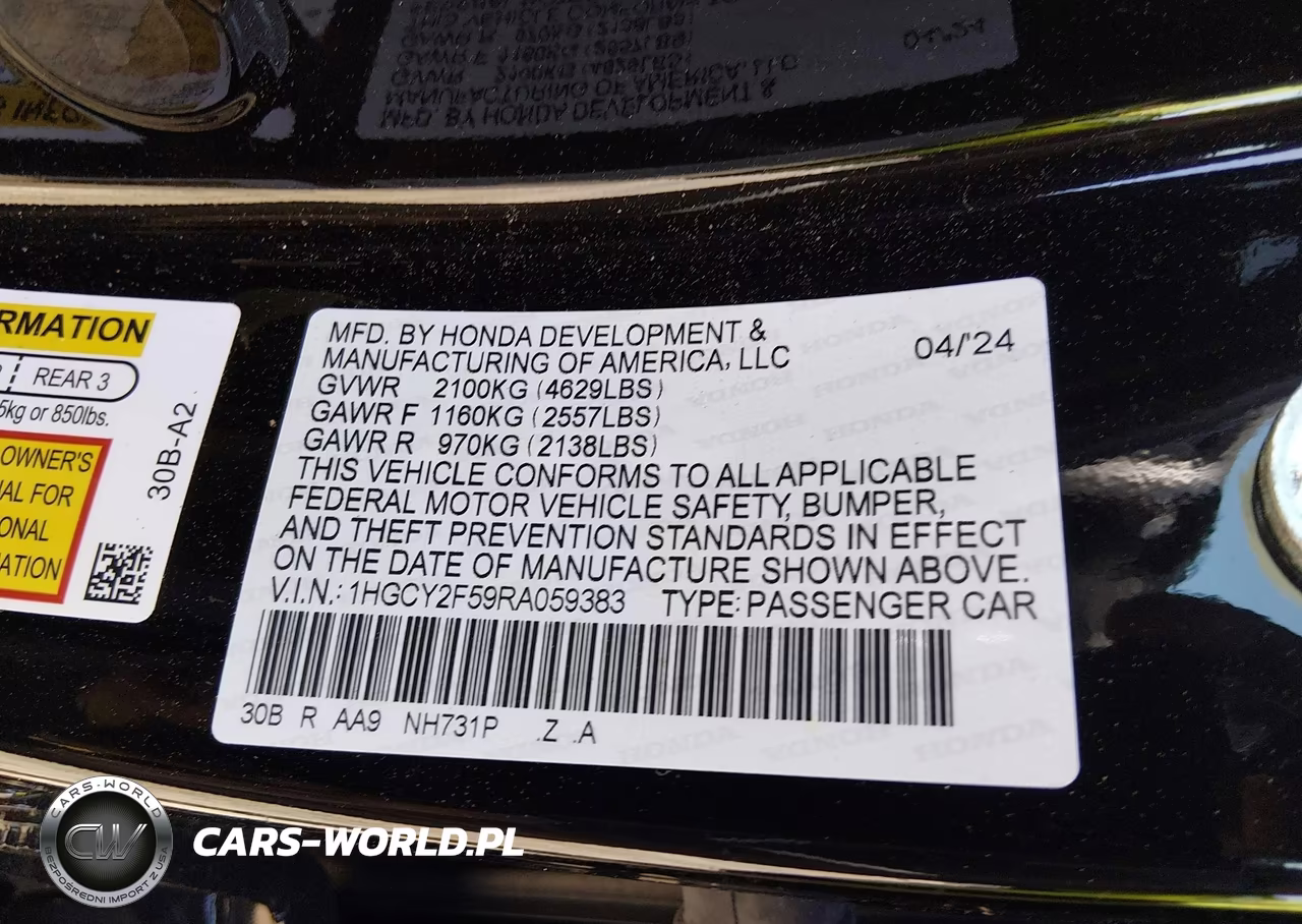 2024 Honda Accord Hybrid Sport VIN:1HGCY2F59RA059383 - 9