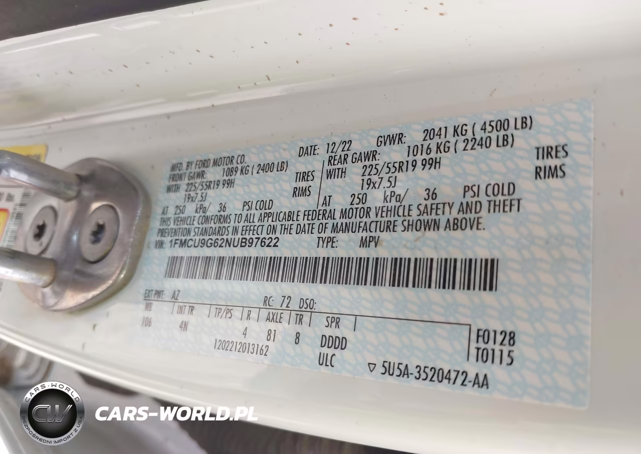 2022 Ford Escape Se VIN:1FMCU9G62NUB97622 - 9