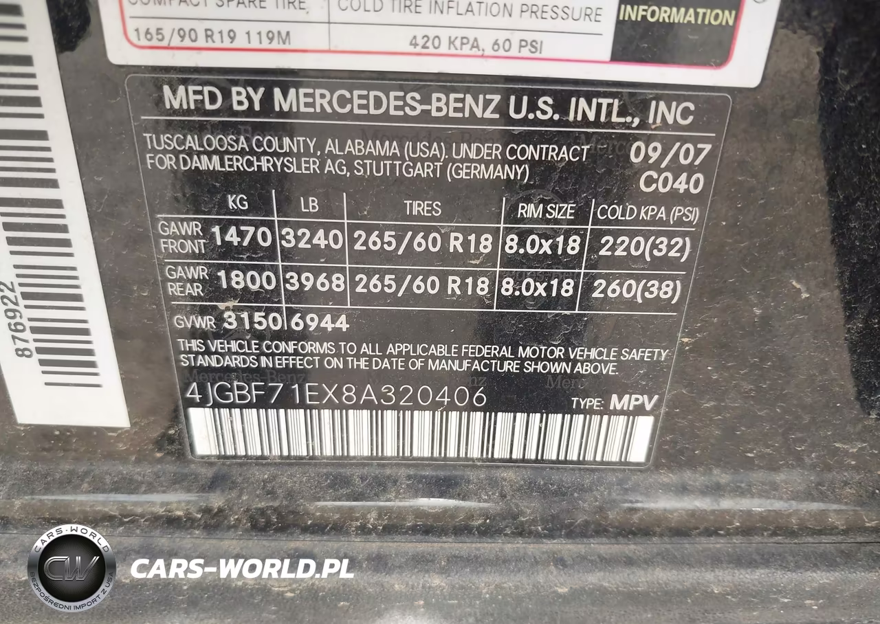 2008 Mercedes-Benz Gl 450 4Matic VIN:4JGBF71EX8A320406 - 9