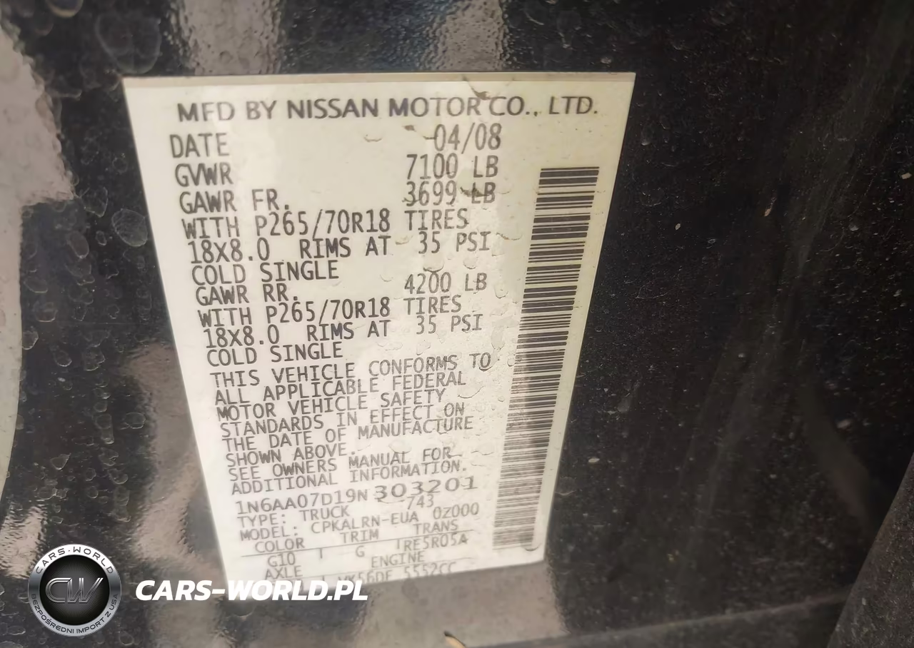 2009 Nissan Titan Xe VIN:1N6AA07D19N303201 - 9