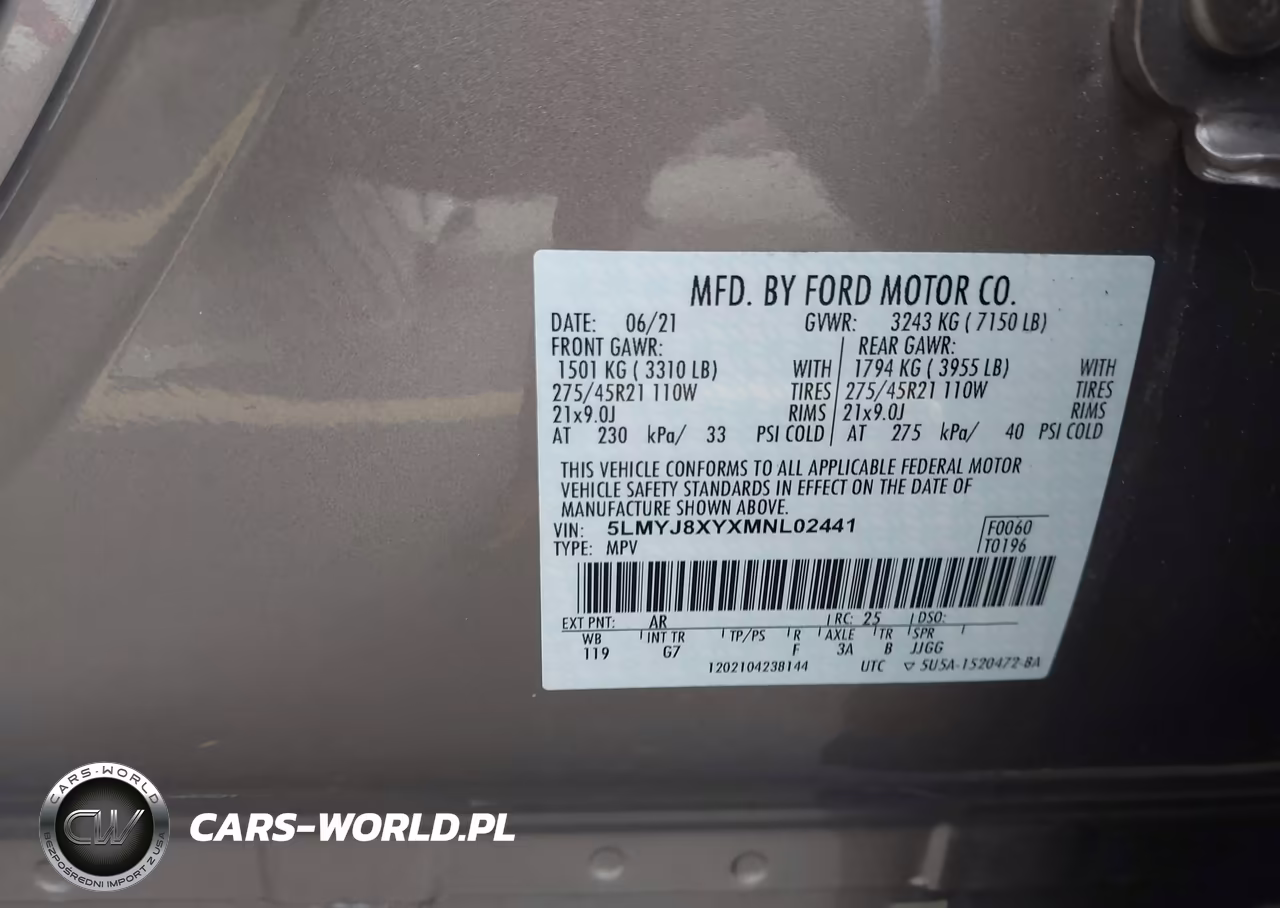 2021 Lincoln Aviator Grand Touring VIN:5LMYJ8XYXMNL02441 - 9