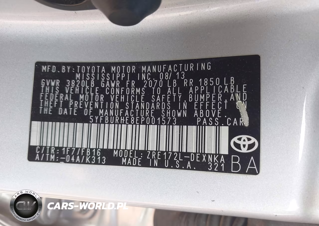 2014 Toyota Corolla Le Plus VIN:5YFBURHE8EP001573 - 9