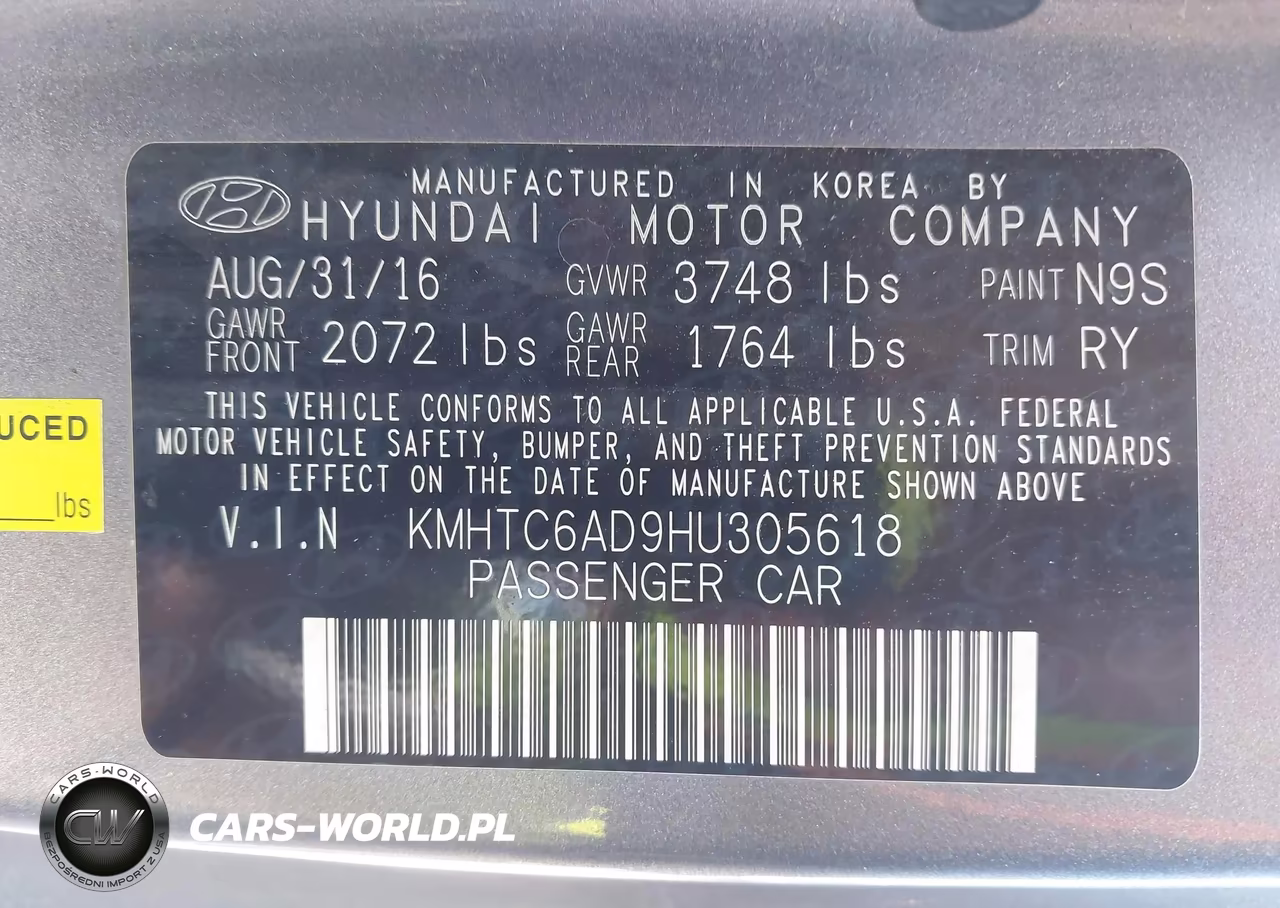 2017 Hyundai Veloster VIN:KMHTC6AD9HU305618 - 9