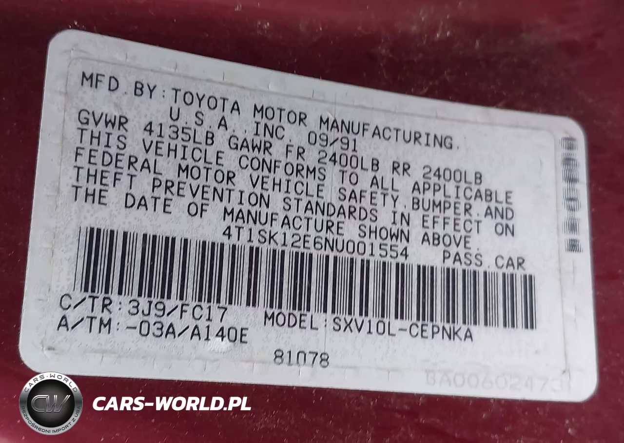 1992 Toyota Camry Le VIN:4T1SK12E6NU001554 - 9