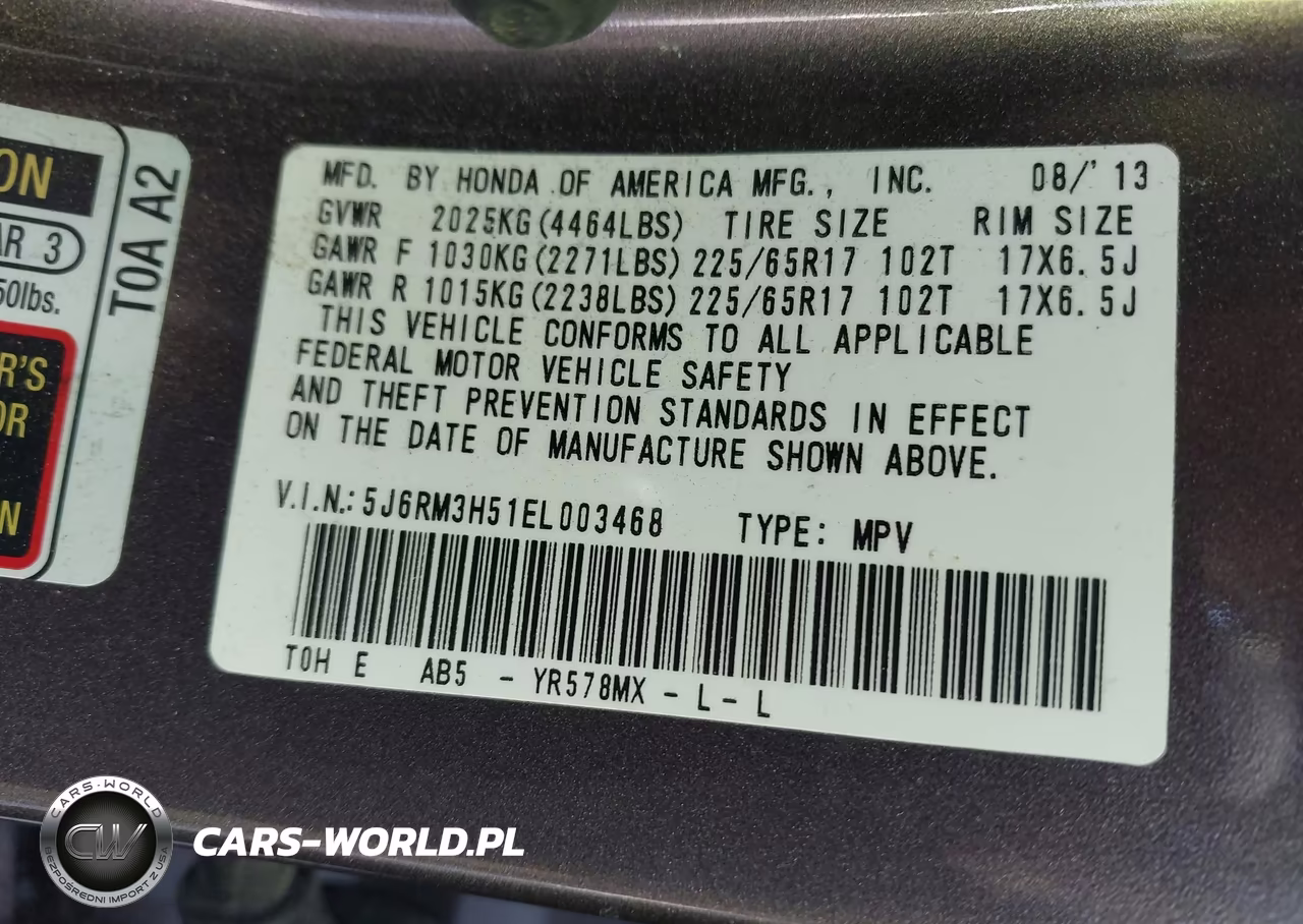 2014 Honda Cr-V Ex VIN:5J6RM3H51EL003468 - 9