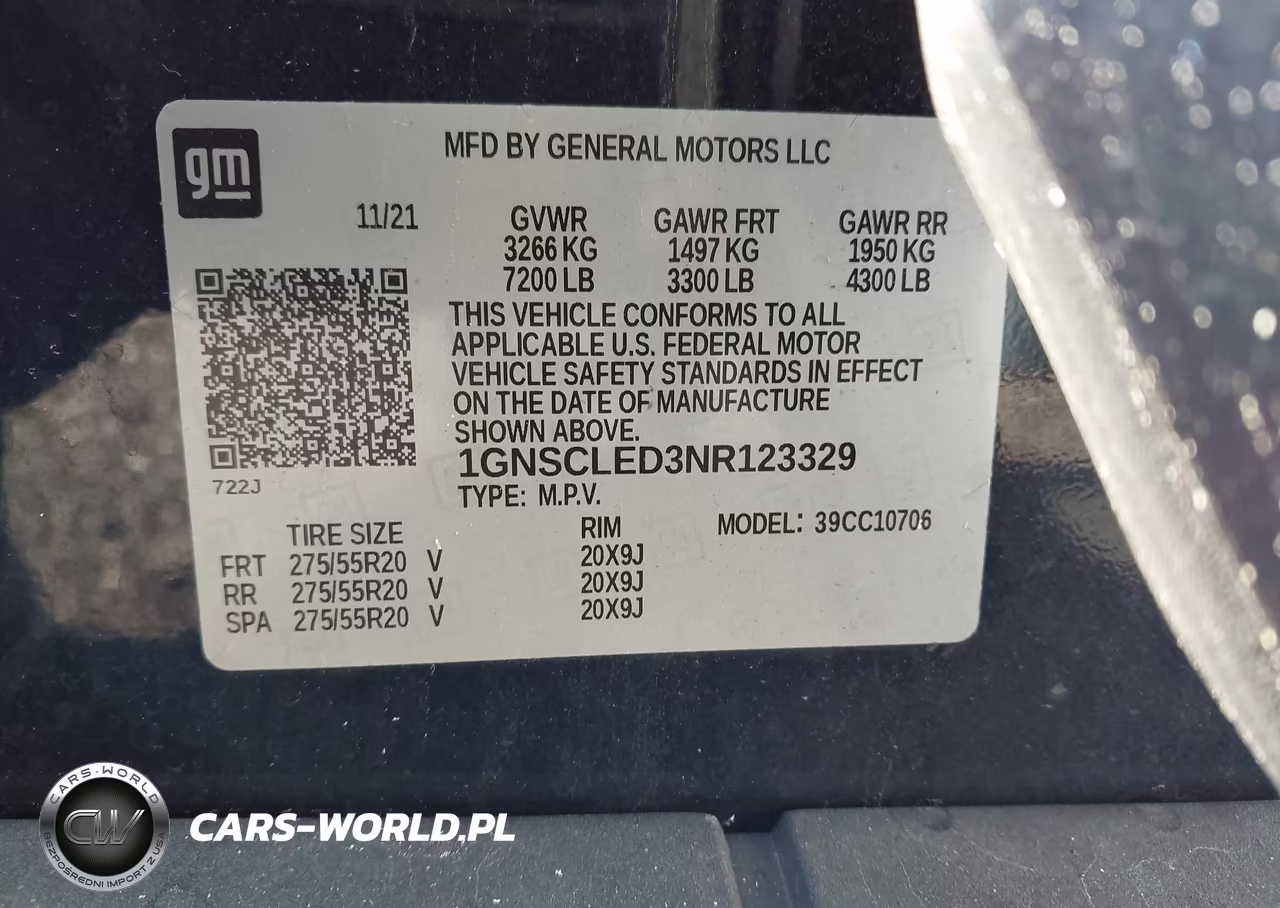 2022 Chevrolet Tahoe 2Wd Commercial Fleet VIN:1GNSCLED3NR123329 - 9