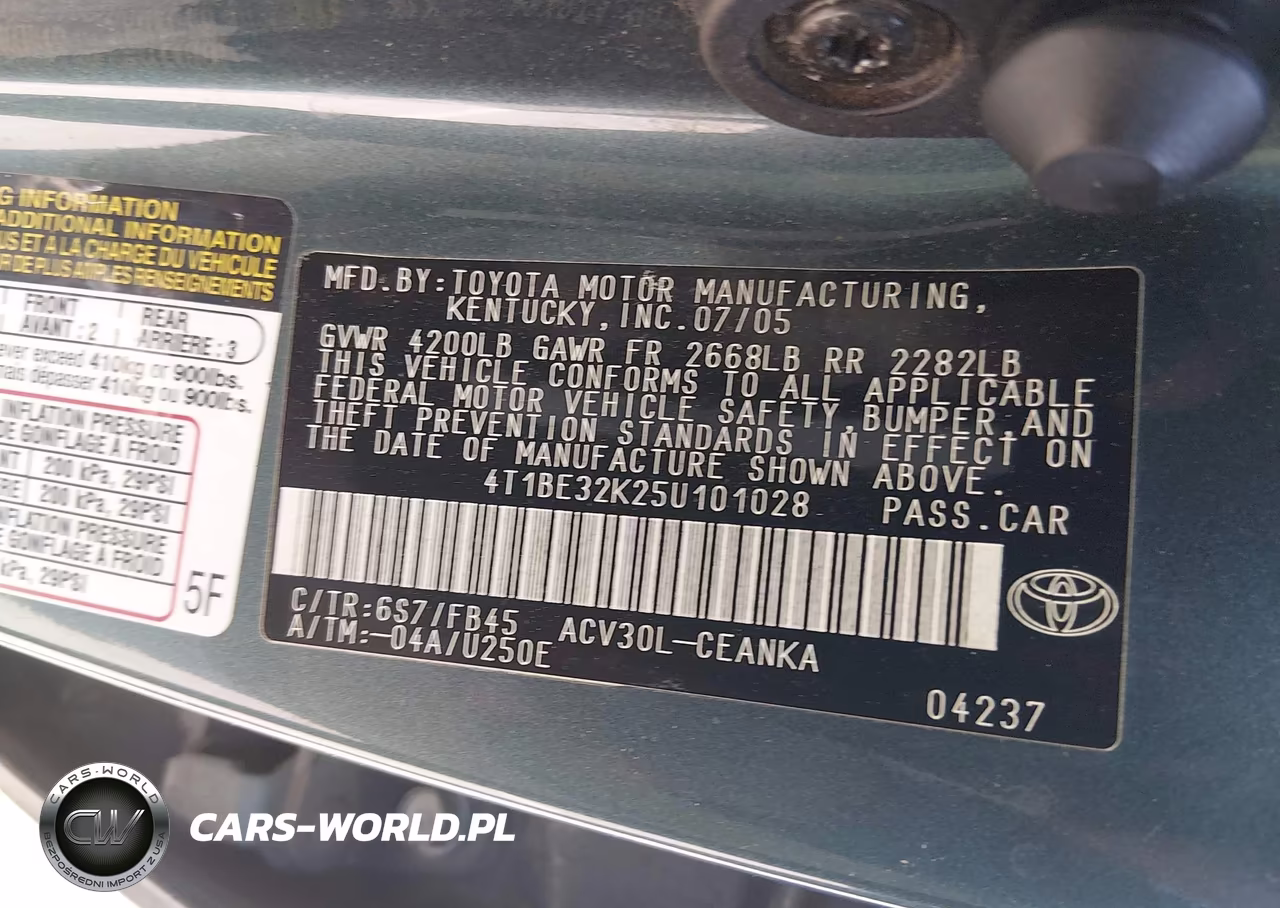 2005 Toyota Camry Le VIN:4T1BE32K25U101028 - 9