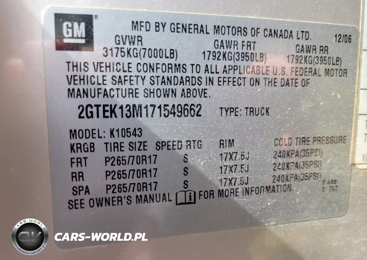 2007 GMC Sierra 1500 Slt VIN:2GTEK13M171549662 - 9