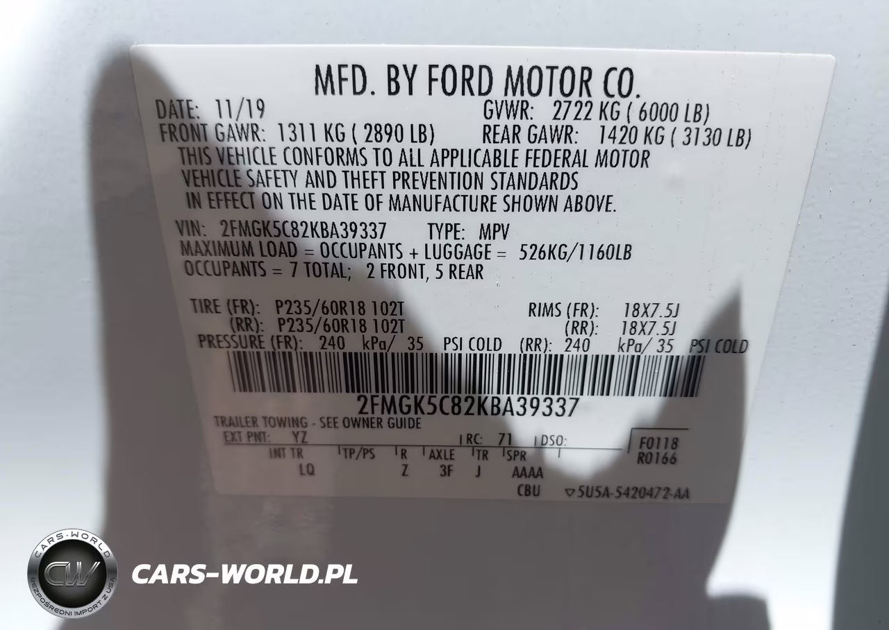 2019 Ford Flex Sel VIN:2FMGK5C82KBA39337 - 9